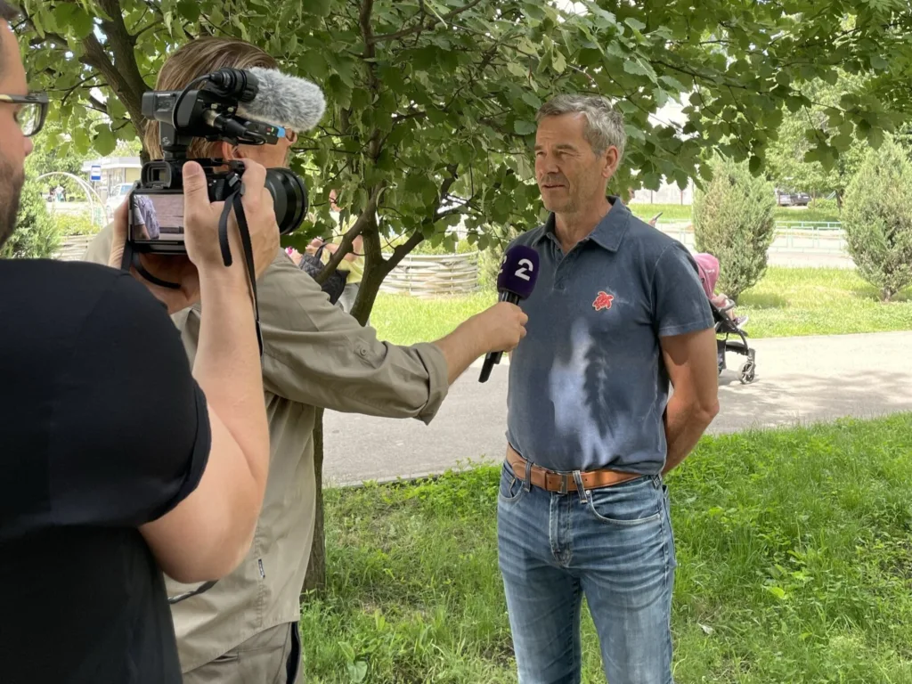 Ragnar Horn og Christian Ringnes besøker Ukraina. Foto: Fritt Ukraina